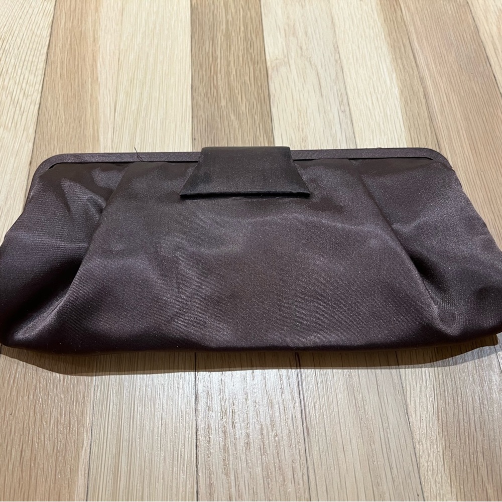 Brown clutch with attachable shoulder strap